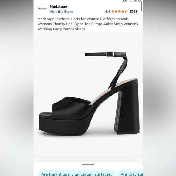 **NEVER WORN BEFORE** Women’s black platform open toe heel. Size 7.5 - Picture 5 of 7